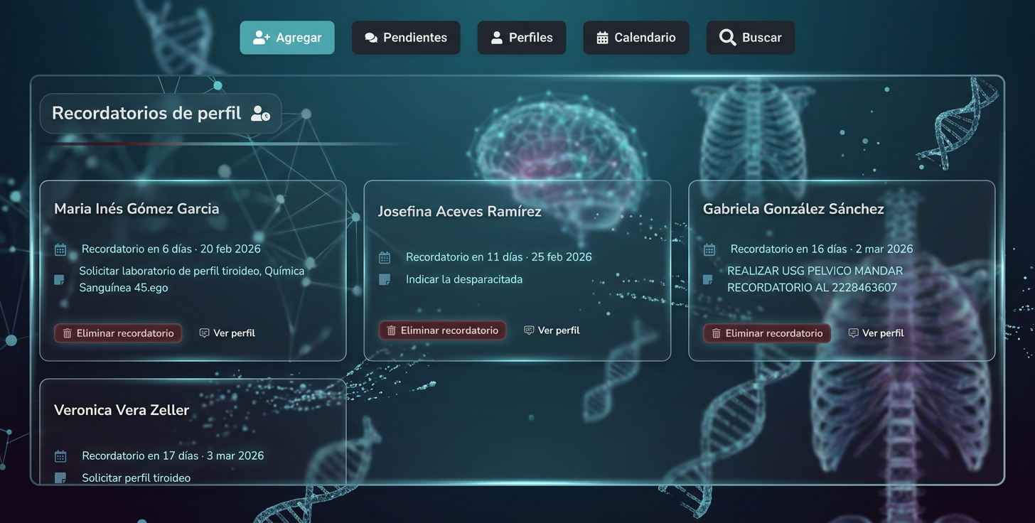 Bandeja de pendientes clínicos